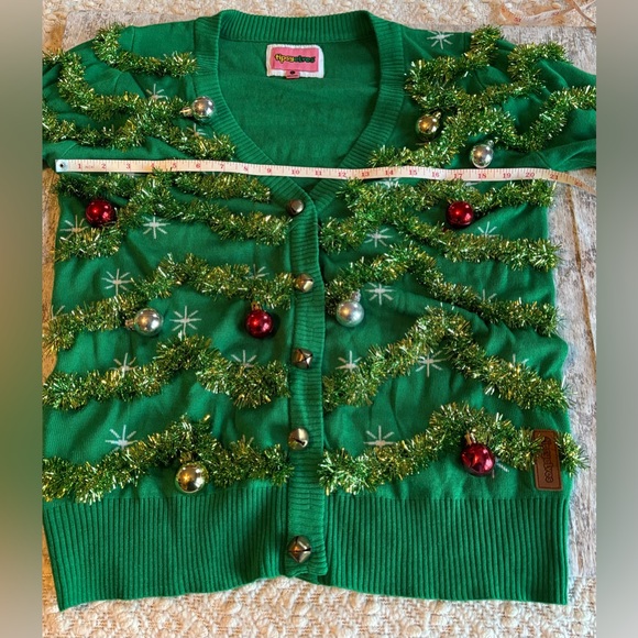 NEW w/o Tags TIPSY ELVES GAUDY GARLAND UGLY CHRISTMAS CARDIGAN SWEATER LARGE - Picture 9 of 10